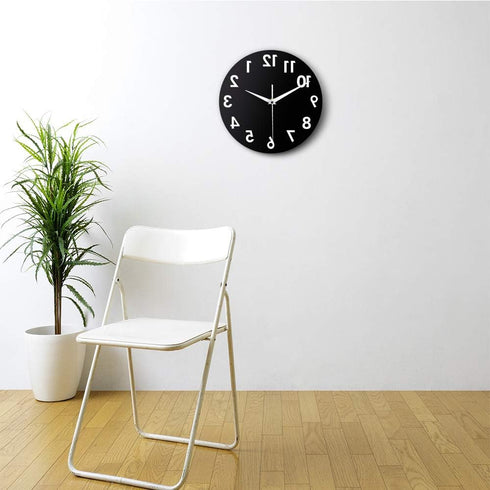 The Geeky Days Reverse Wall Clock 12 inch Unusual Numbers Backwards Modern Decorative Clock Watch Excellent Timepiece for Your Wall...