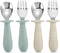 PandaEar 4 Set Baby Toddler Silicone Stainless Steel Utensils Silverware Spoon Fork for Baby Toddler BPA Free with Silicone Holding Anti-Choke Des...