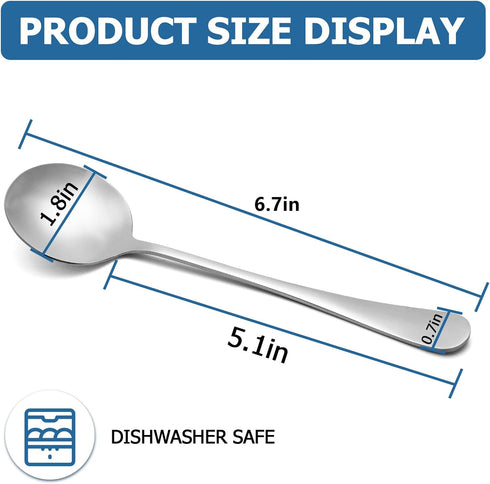 20 Piece Soup Spoons, Round Stainless Steel Bouillon Spoons Round Spoons 6.7 inch...