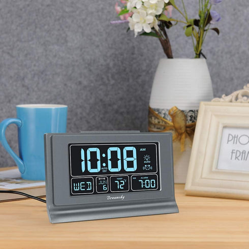 DreamSky Digital Alarm Clock with Battery Backup, 5 Inch Large Display, Auto Set Clock, USB Charging Ports, 12/24H...
