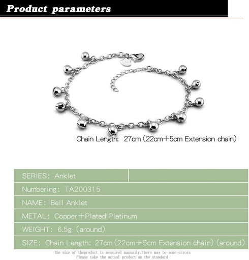 H&Beautimer Fashion Silver Anklet With Cute bell Foot Chain For Women Charm Beach Ankle Bracelet Lobster Clasp Adjustable Jewelry Gift...
