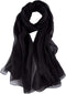 JWSilk Long Silk Chiffon Scarf Solid Color...
