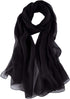 JWSilk Long Silk Chiffon Scarf Solid Color...