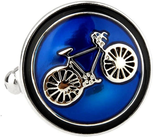 Bike Bicycle Cycling Cyclists Blue Pair Cufflinks in a Presentation Gift Box & Polishing Cloth...