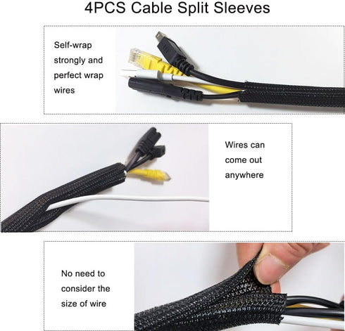 273PCS Cable Management Kit, 4 Cable Split Sleeves,9 Cable Holder,38 Cord Clips, 2 Roll Fastening Tape, 10 Adhesive Wall Cable Tie,10 Reusable Cab...