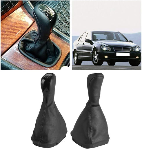 Gear Shift Knob Boot, 6 Speed Auto Gear Shift Knob Gaiter Gear Stick Gaiter Boot Cover Replacement for Benz C Class W203 S203...