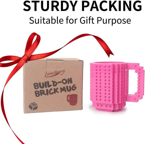 Build-on Brick Coffee Mug, Funny DIY Novelty Cup with Building Blocks Creative for Kids Men Women Xmas Birthday (Rose)...