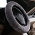 Fluffy Wool Car Steering Wheel Cover Genuine Sheepskin Steering Wheels Interior Accessories for Women Anti-Slip Universal for 15 inch (Gray)...