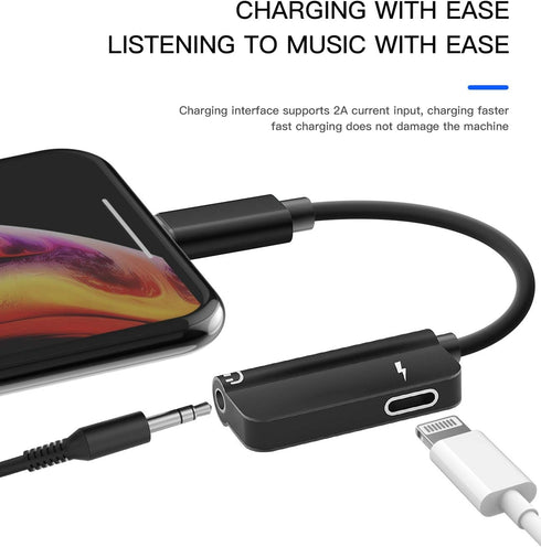 Headphone Adapter Lightning to 3.5mm AUX Audio Jack and Charger Extender Dongle Earphone Headset Splitter Compatible with iPhone 11 12 Mini pro ma...