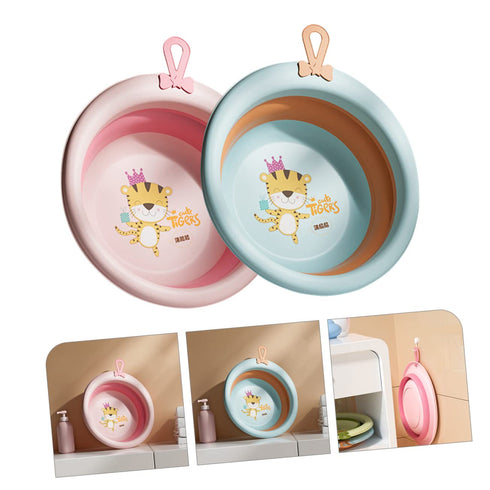 2pcs Baby Folding Washbasin Infant Washing Basin Infant Face Bathtub Travel Collapsible Basin Foldable Basin for Infant Baby Face Basin Wash Basin...
