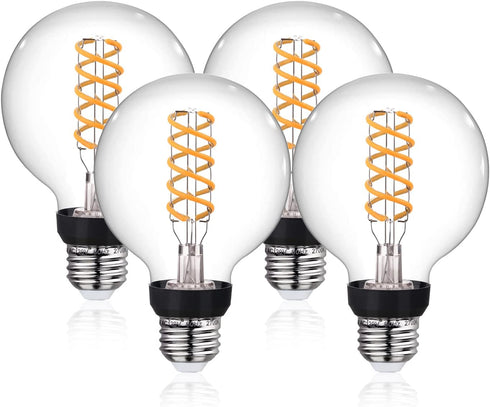 G25(G80) 6W LED Globe Light Bulbs, Warm White 2700K, 6W Equivalent to 60W, 600LM E26 Base Dimmable with 80+ CRI, Vintage Edison LED Filament Clear...
