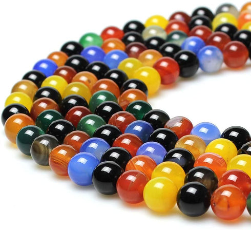 Natural Stone Beads Colorful Agate Round Loose Beads for DIY Necklace Bracelat Jewelry Making (10mm)...