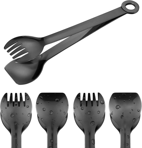 MSY BIGSUNNY Small Serving Tongs - 6 Inches Premium Stainless Steel Appetizer Tongs, Set of 4 (Black, 6")...