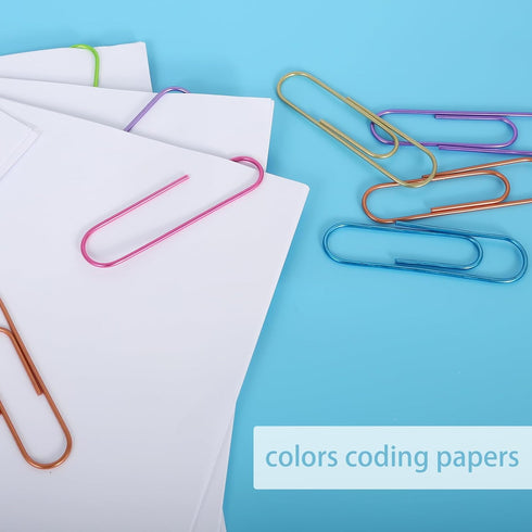 42 Pcs Jumbo Paper clips Colored, Large Papeclips 4 inch for Office...