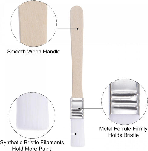 uxcell 0.5" Width Small Paint Brush Natural Bristle with Wood Handle Painting Tool for Wall, Door, Cabinets, Furniture, Fences, White 10Pcs...
