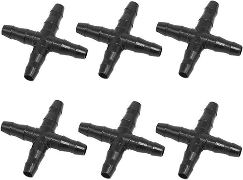 50 PCS 1/4 Inch Barbed Cross Connector 4 Way Garden Watering Cross connecter Fit 4mm/7mm Tube for Flower Bed, Vegetable Garden, Home & Garden...