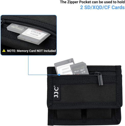 (3 Pockets) DSLR Battery and Memory Card Holder Pouch,Camera Battery and SD CF XQD Card Storage Case for AA Battery and LP-E6 LP-E10 LP-E12 LP-E17...