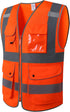 9 Pockets Safety Vest Class 2 High Visibility Reflective Vest for Women Men Security Wear Meets ANSI/ISEA Standards(KZC-Orange, 2XL)...