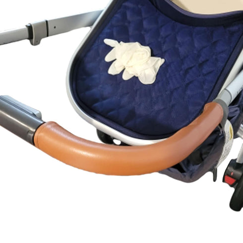 Baby Stroller Leather Armrest Handle Cover Compatible with Uppababy Vista V1/V2 Stroller, Bumper Sleeve Case Bar Protective Covers Pram Accessorie...