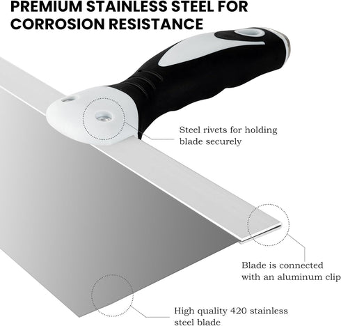 Mister Rui Taping Knife, 14" Drywall Taping Knife, Stainless Steel Taping Knife, Drywall Skimming Blade, Plastering Spatula Tools, Plastering Tool...