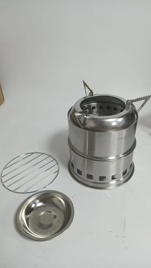 Camp Stove, Ohuhu Camping Stove Wood Burning Stove Stainless Steel Mini Portable Backpacking Survival Stoves for Picnic BBQ Camping Hiking Cooking...