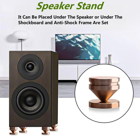 4Pcs Speaker Spikes Stands HiFi Speaker Isolation Stand Cone Shockproof Base Pad Speaker Feet with Non-Slip Rubber Rings for Audio,Speakers,Subwoo...