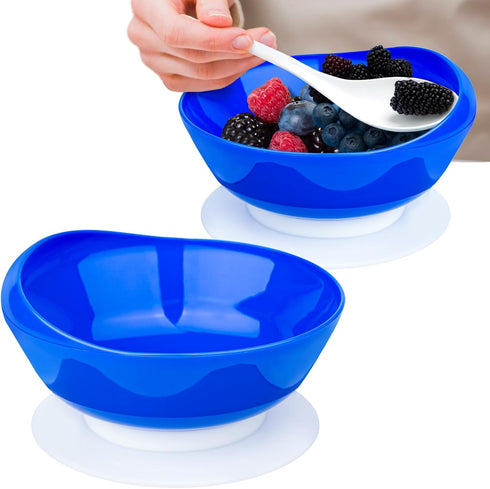 2Pack Spill Proof Scoop Bowl with Non-Skid Suction Base, Adaptive Self-Feeding Dinnerware for Elderly and Disabled...
