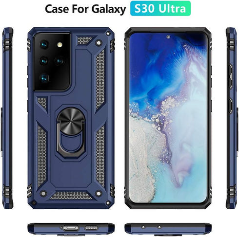Military Grade Drop Impact for Samsung Galaxy S21 Ultra Case Galaxy S21 Ultra 5G Case 6.8 inch Metal Rotating Ring Kickstand Holder Armor Heavy Du...