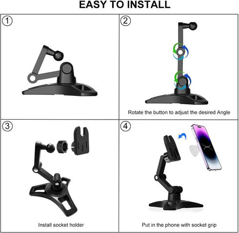 Cell Phone Stand Works for Popsocket, Height Angle Adjustable Desk Phone Holder, Heavy Duty Phone Stand for Desk for Home, Fits for All Sockets Gr...