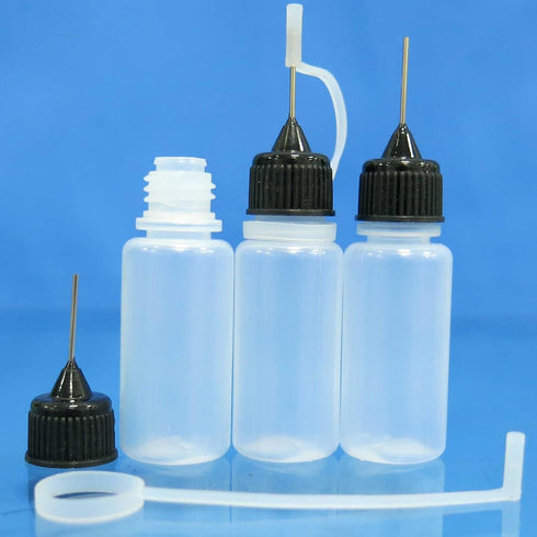CTFRQC Precision Tip Applicator Bottle 15ml. 4 Needle Tip Squeeze Bottles for Acrylic Painting, DIY Quilling and Paper Craft, Black...