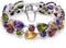 Silver Bangle Bracelets For Women Classic Fashion Bracelet with Gemstone Garnet White Topaz Amethyst Citrine Peridot Pink Topza 8 Inches...