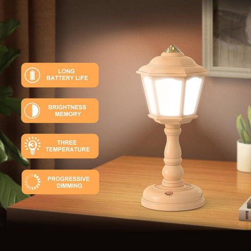 Bedroom Small Table Lamp - Head Retro Table Lamp - Bedroom Touch Control 3 Way Dimmable Bedside Table Lamp Children's Room Living Room Office Dorm...