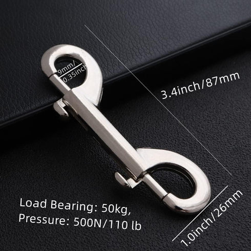 Double Ended Bolt Snaps Hook,Zinc Alloy Hook Metal Clips for Dog Leash,Key Chain,Horse Tack,Pet Feed Buckets,Garage Use, Nickel Plated, Nickel Pla...