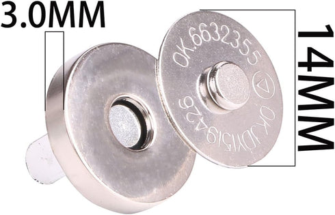 Mini Skater Magnetic Button Clasp Snaps - Closure Purses, Handbag Clothes Sewing Craft, 6-Pack (14mm, Silver)...