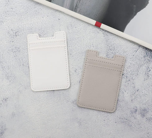 2Pack Phone Wallet,Leather Phone Card Holder Adhesive Stick On Credit Card Pocket for Back of Phone Case iPhone and Android-White,Grey...