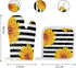Set of Oven Mitt and Pot Holder, Sunflowers Oven Gloves Heat Resistance Non-Slip Surface for Kitchen BBQ Cooking Baking Grilling, Black White Stri...