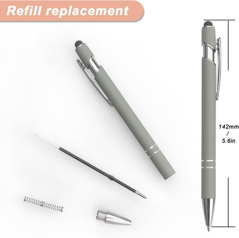 Ballpoint Pen 2-in-1 Stylus Retractable Ballpoint Pen with Stylus tip, Metal Stylus Pen for Touch Screens, 1.0 mm Black Ink (Pastel Color) 6 Pack...