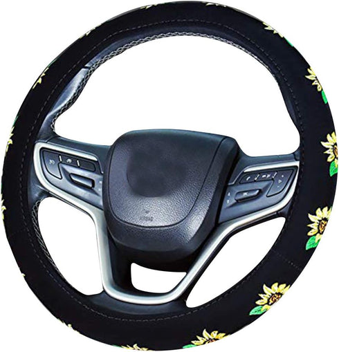 Mayco Bell Automotive Women Embroidery Cute Car Steering Wheel Cover (Sunflower)...