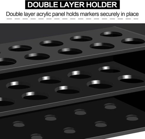 Acrylic Magnetic Dry Erase Marker Holder, 10 Slots Black Magnetic Marker Holder, Whiteboard Marker Holder, Magnetic Pen Holder for Office, School,...