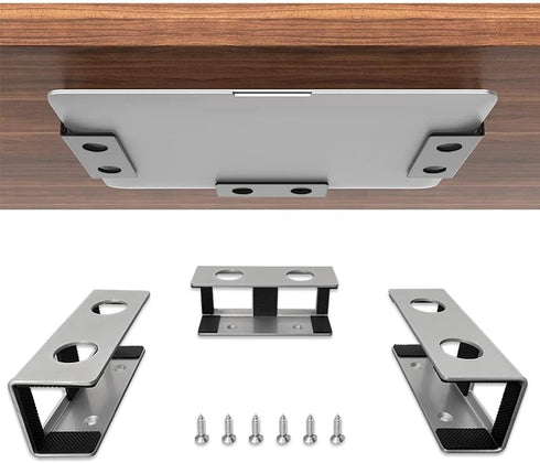 IFCASE Under Desk Laptop Mount, Metal Under Desk Shelf Holder for Laptop, Mac Mini, Macbook, Keyboard with Anti-Scratch Silicone (Silver)...