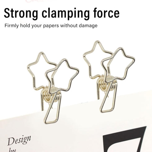 100Pcs Tail Clips, Star Shape Small Clips Decorative Paper Clips for Office School Home Desk Supplies (Gold)...
