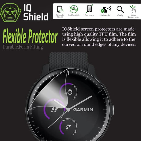 IQShield Screen Protector Compatible with Garmin Vivoactive 3 Music (6-Pack)(Full Coverage) Anti-Bubble Clear TPU Film...