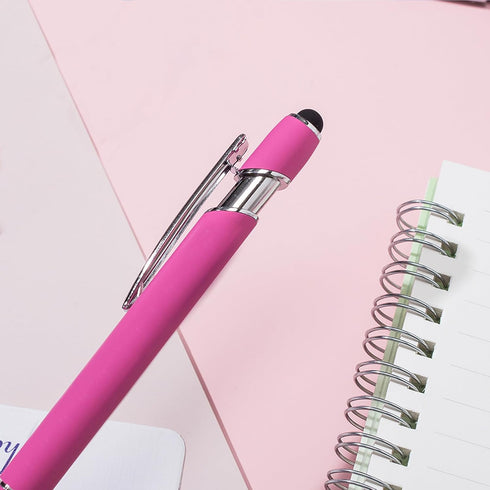 Ballpoint Pens with Stylus Tips?12 Pcs Pink Retractable Metal Stylus Pen for Touch Screens, 1.0 mm Black Ink......