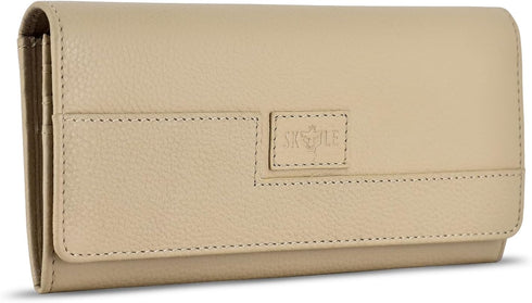 SKYLE Ladies Purse Handbag (Taupe), Pure Leather Small Wallet for Women, RFID Wallet Women for Card & Cash, Clutch Purse with Phone Wallet, Cosmet...
