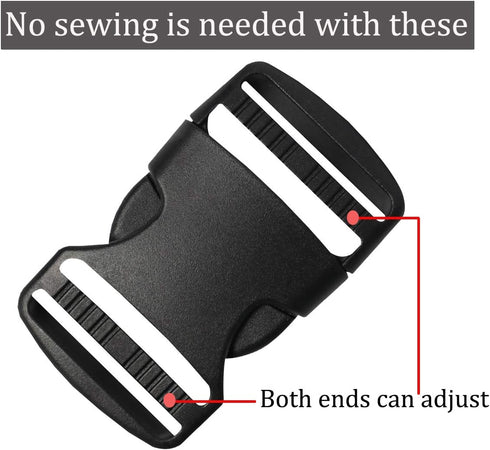 Plastic Buckle - Double Adjustable Quick Side Release Replacement Clip for Webbing Strap...