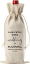 Engagement Gift for Couples Wine Bag, Engagement Wedding Party Decoration, Wedding Wine Gift Bag, Pairs Well With Planning A Wedding Wine Bag, Eng...