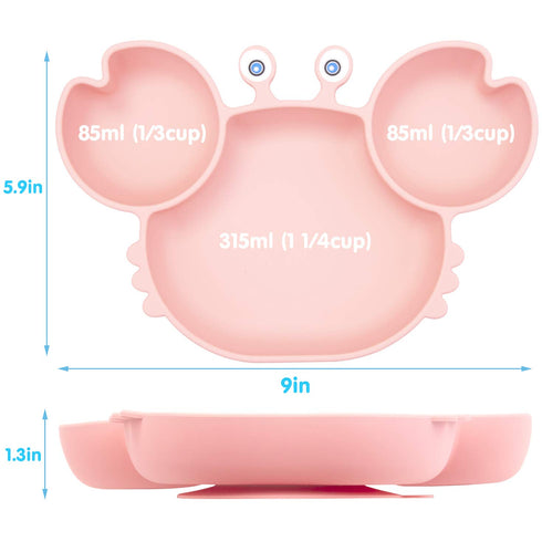 Silicone Suction Plate for Toddlers - Self Feeding Training Divided Plate Dish and Bowl for Baby and Toddler, Fits for Most Highchairs Trays, BPA ...