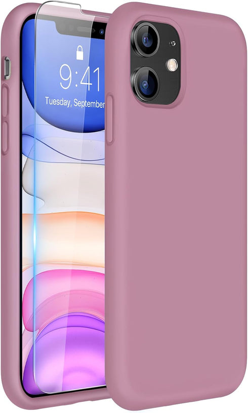 Miracase Compatible with iPhone 11 Phone Case, with Screen Protector, Liquid Silicone Gel Rubber Full Body Drop Protection Shockproof Cover Phone ...