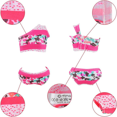 E-TING 10Pcs =5 Sets Beach Bikini Swimsuit Bathing Doll Clothes One-Piece Swimwear with 5 Pairs Shoes for 11.5 Inch Girl Dolls (A)...