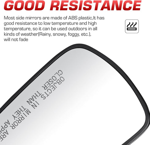 Right Passenger Side View Heated Mirror Glass for 2013 2014 2015 2016 2017 2018 2019 2020 Ford Fusion, Replace DS7Z17K707F DS7Z-17K707-F Exterior ...